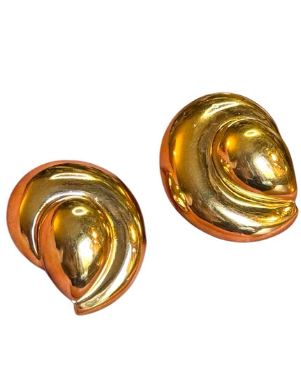 Elegant High quality Gold plt swirl fancy clip on Earrings