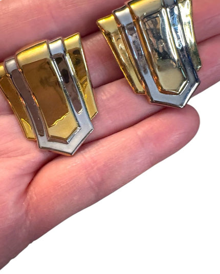 Vintage Gold and Silver Clip-On Art Deco Style Shoe Clips