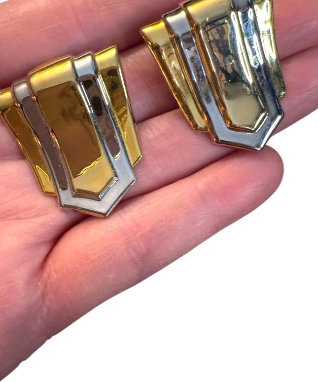 Vintage Gold and Silver Clip-On Art Deco Style Shoe Clips
