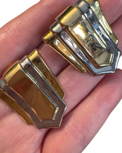Vintage Gold and Silver Clip-On Art Deco Style Shoe Clips