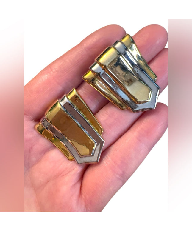 Vintage Gold and Silver Clip-On Art Deco Style Shoe Clips
