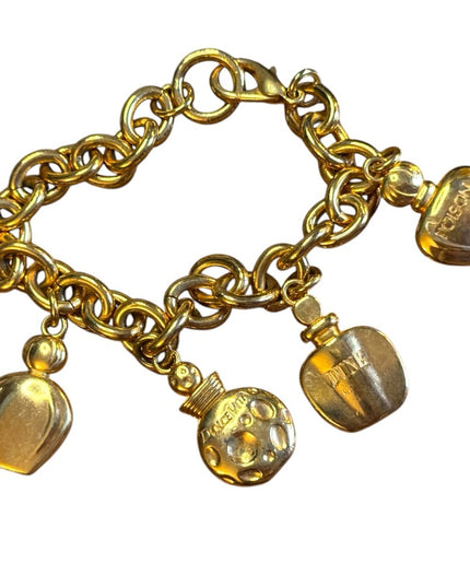 Christian DIOR Bracelet Perfume Bottle Charm Bracelet Gold Tone