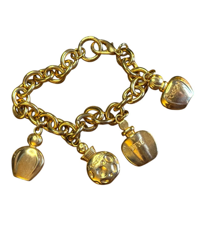 Christian DIOR Bracelet Perfume Bottle Charm Bracelet Gold Tone