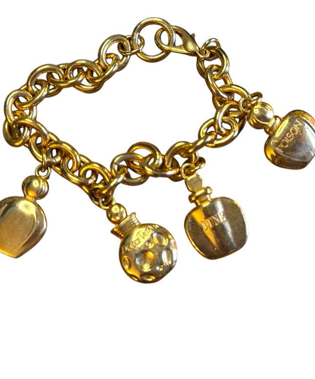 Christian DIOR Bracelet Perfume Bottle Charm Bracelet Gold Tone