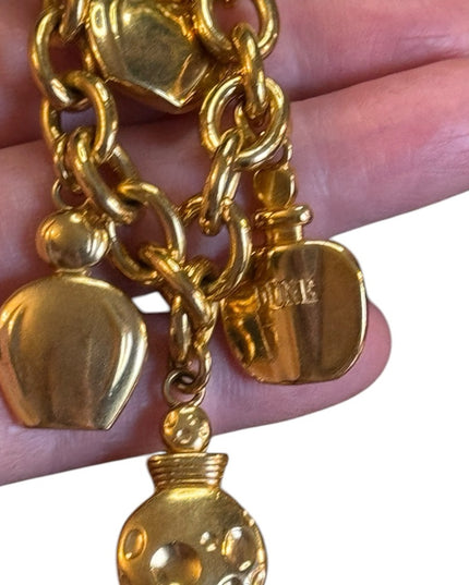 Christian DIOR Bracelet Perfume Bottle Charm Bracelet Gold Tone