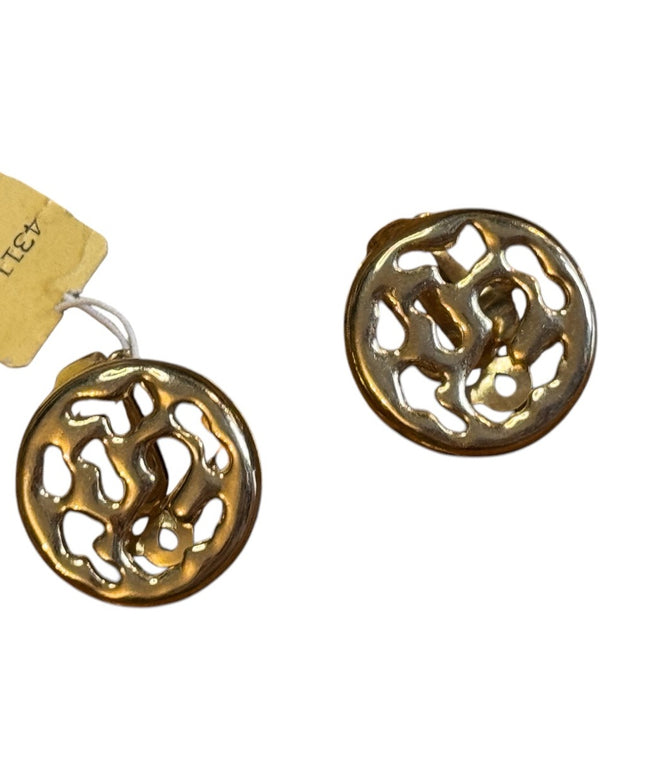 Vintage Gold-Tone D Orlan Statement Earrings 4225