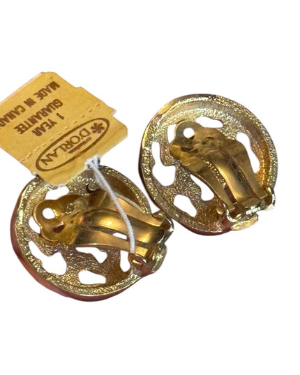 Vintage Gold-Tone D Orlan Statement Earrings 4225