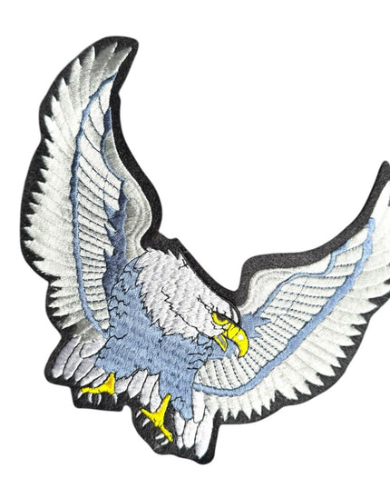 Sewing Blue and White Eagle Bird Patch 8”x7” Large