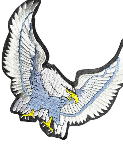 Sewing Blue and White Eagle Bird Patch 8”x7” Large