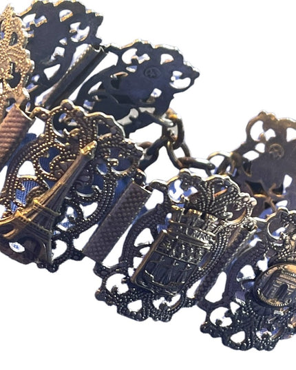 Art Deco early 1970s Silver rhodium plate Paris Tour bracelet Parisian France