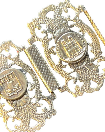 Art Deco early 1970s Silver rhodium plate Paris Tour bracelet Parisian France