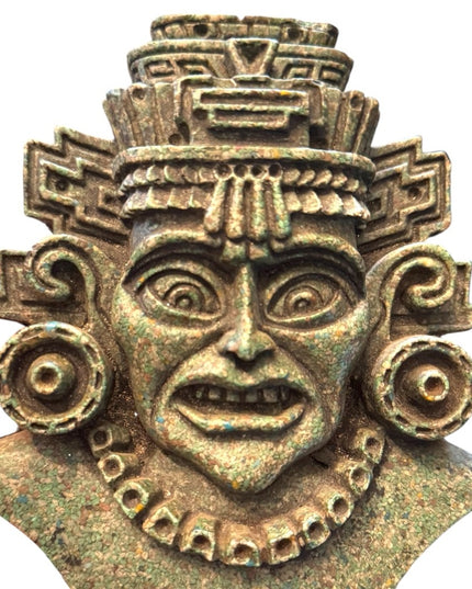 Vintage Carved Aztec Mayan  Inca warrior Wall Hanging crushed malachite stone