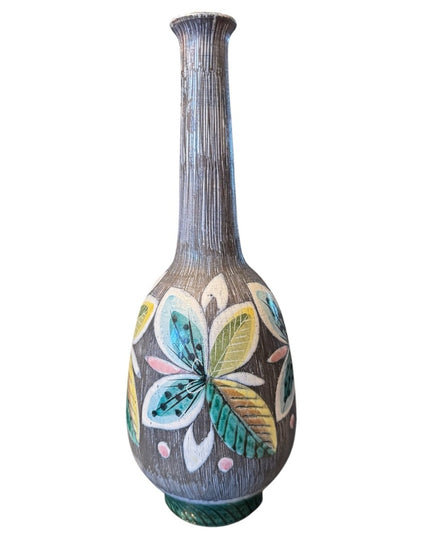 Mid Century Tilgmans Hand-Painted pottery Floral Vase