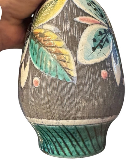 Mid Century Tilgmans Hand-Painted pottery Floral Vase