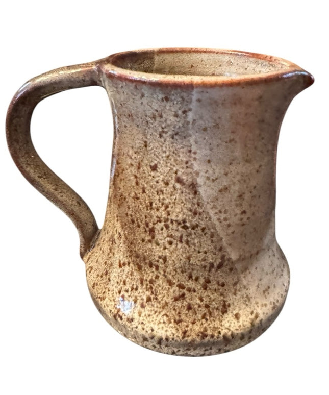 Vintage Hand made Pottery Speckled glazed earth tones brown Pitcher