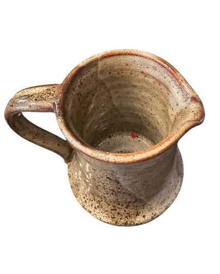 Vintage Hand made Pottery Speckled glazed earth tones brown Pitcher