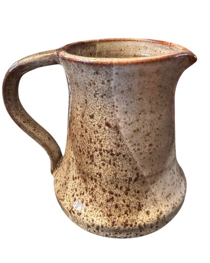 Vintage Hand made Pottery Speckled glazed earth tones brown Pitcher