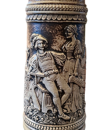 Vintage German Pewter Lidded Beer Stein with Lid Gerz W. Germany Keinen Tropfen