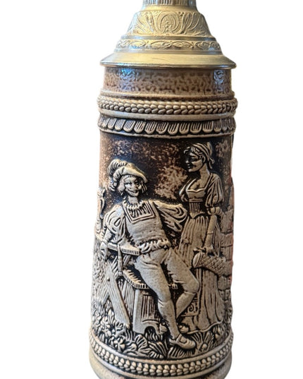 Vintage German Pewter Lidded Beer Stein with Lid Gerz W. Germany Keinen Tropfen