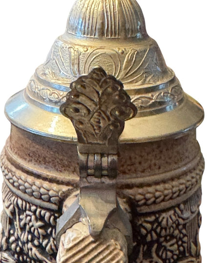 Vintage German Pewter Lidded Beer Stein with Lid Gerz W. Germany Keinen Tropfen