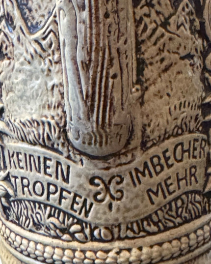 Vintage German Pewter Lidded Beer Stein with Lid Gerz W. Germany Keinen Tropfen
