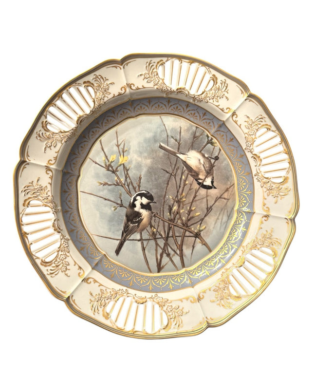 Elegant Vintage Kaiser Germany Pavillion Gold and Cream BIRD Decor Plate/bowl