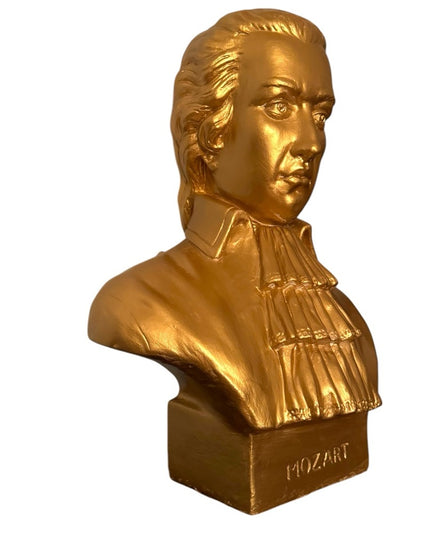 Vintage Mozart Gold metalic LG painted bust sculpture 20x16”