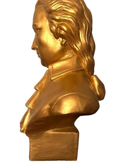 Vintage Mozart Gold metalic LG painted bust sculpture 20x16”