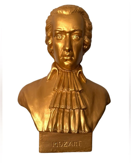 Vintage Mozart Gold metalic LG painted bust sculpture 20x16”