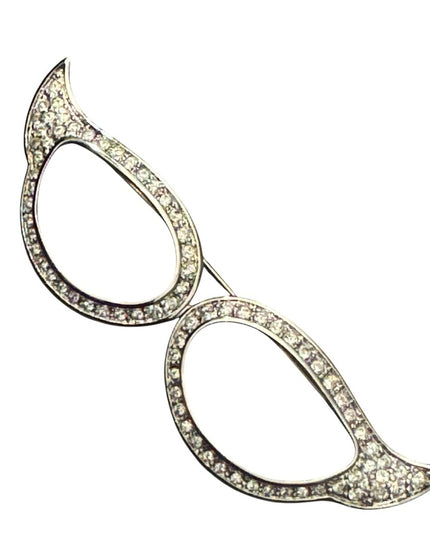 Vintage FAC Butler silver Rhodium plt Rhinestone Cats Eye Glasses Frame Brooch
