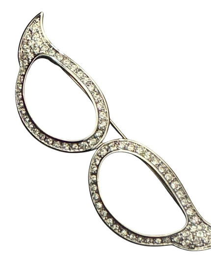 Vintage FAC Butler silver Rhodium plt Rhinestone Cats Eye Glasses Frame Brooch