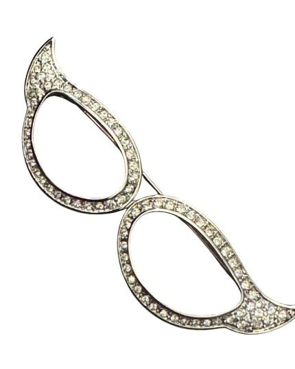 Vintage FAC Butler silver Rhodium plt Rhinestone Cats Eye Glasses Frame Brooch