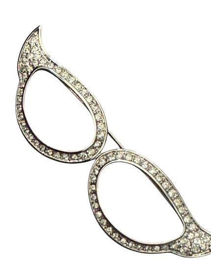Vintage FAC Butler silver Rhodium plt Rhinestone Cats Eye Glasses Frame Brooch