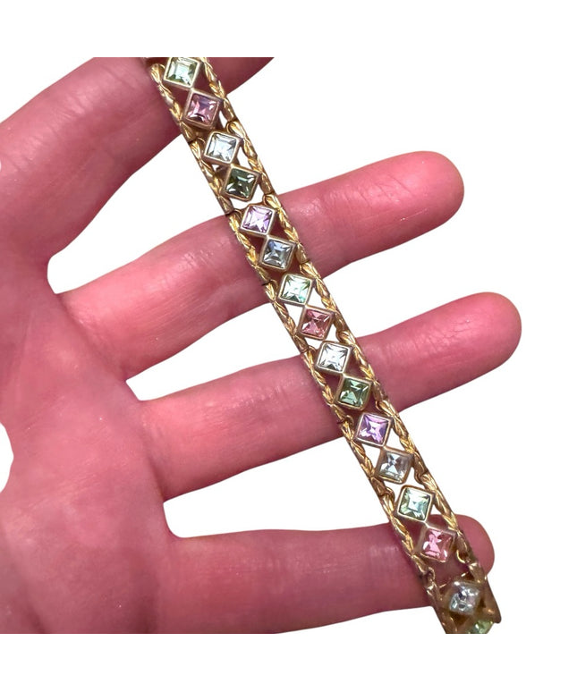 Vintage Gold plt Nolan Miller Crystal Multicolor  Bracelet
