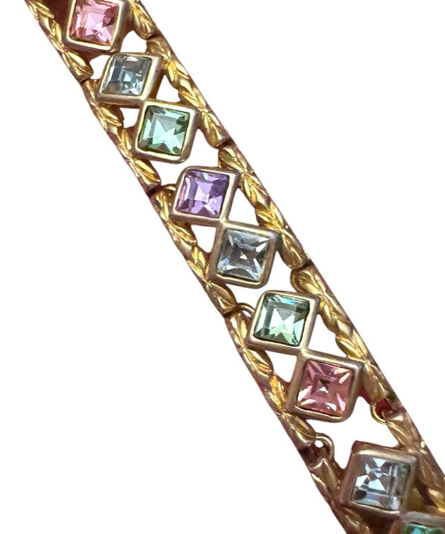 Vintage Gold plt Nolan Miller Crystal Multicolor  Bracelet