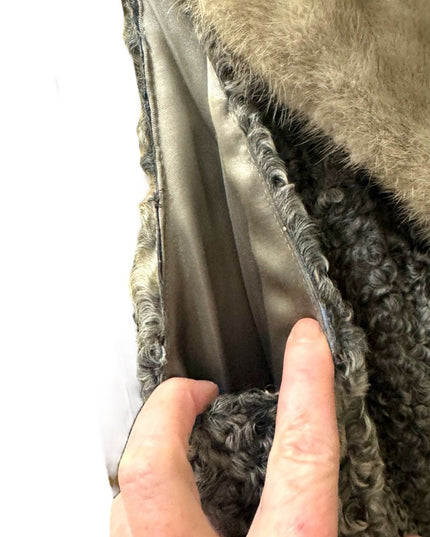 Vintage womens Mid century 1950s Gray Persian Lamb & Fox custom FUR Vest