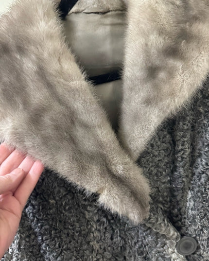 Vintage womens Mid century 1950s Gray Persian Lamb & Fox custom FUR Vest