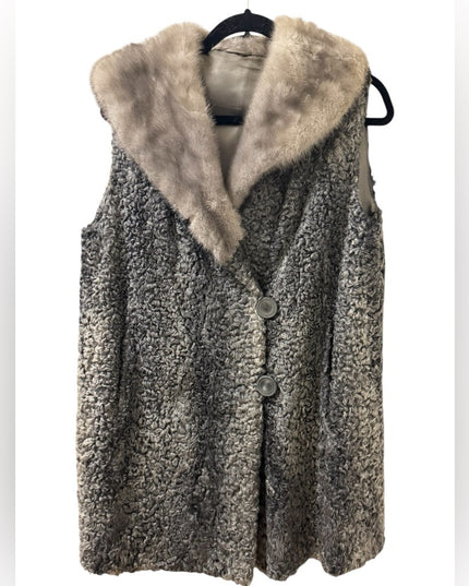 Vintage womens Mid century 1950s Gray Persian Lamb & Fox custom FUR Vest