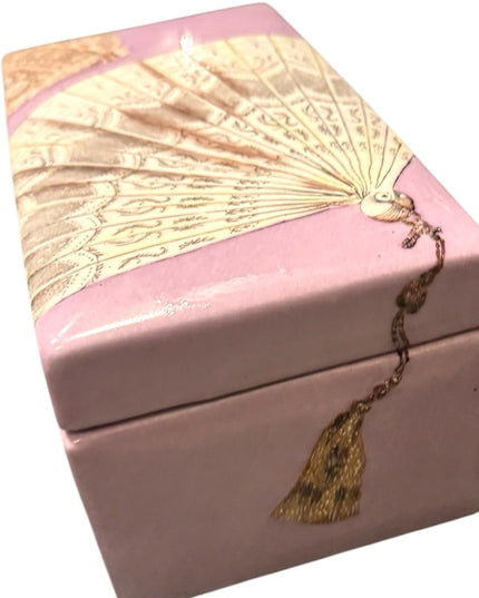 Vintage Fabienne Jouvin Fan Design Ceramic Art Deco inspired Jewelry Box