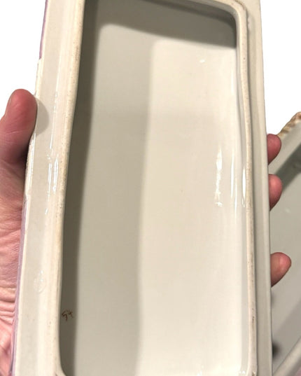 Vintage Fabienne Jouvin Fan Design Ceramic Art Deco inspired Jewelry Box