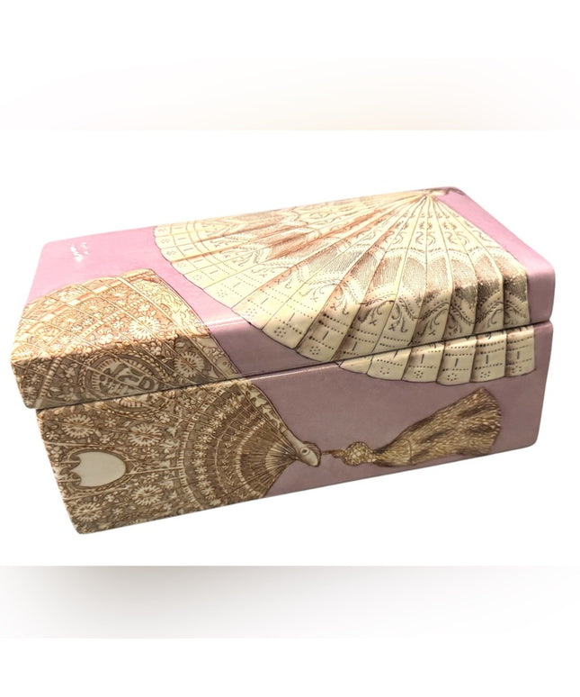 Vintage Fabienne Jouvin Fan Design Ceramic Art Deco inspired Jewelry Box