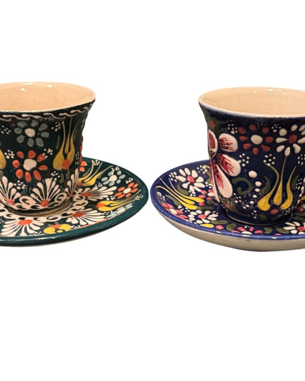 Colorful Hand-Painted Ceramic Teacup Set
