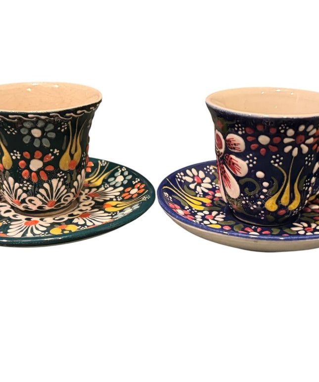 Colorful Hand-Painted Ceramic Teacup Set