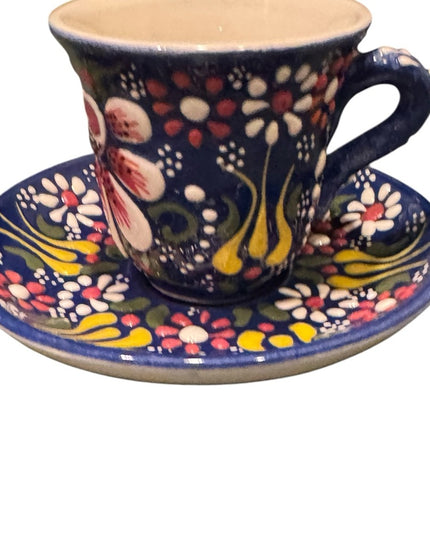 Colorful Hand-Painted Ceramic Teacup Set