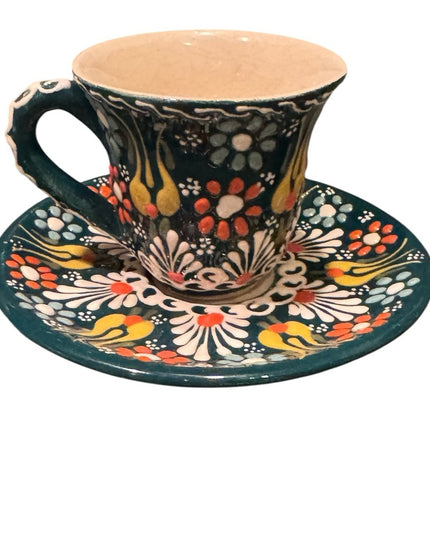 Colorful Hand-Painted Ceramic Teacup Set