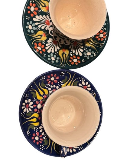 Colorful Hand-Painted Ceramic Teacup Set