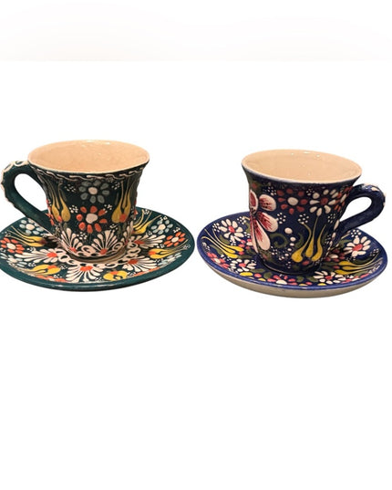 Colorful Hand-Painted Ceramic Teacup Set