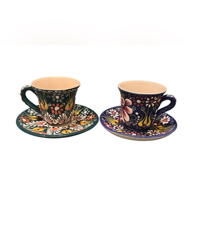 Colorful Hand-Painted Ceramic Teacup Set