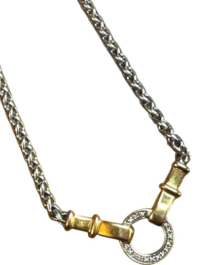 Beautiful 14k Gold Sterling 925 Diamond Statement Necklace Signed JTL Israel