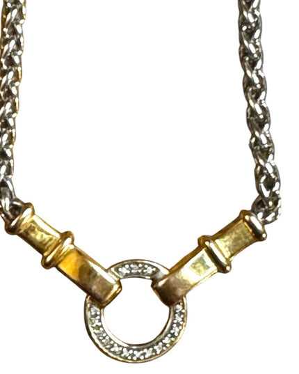 Beautiful 14k Gold Sterling 925 Diamond Statement Necklace Signed JTL Israel